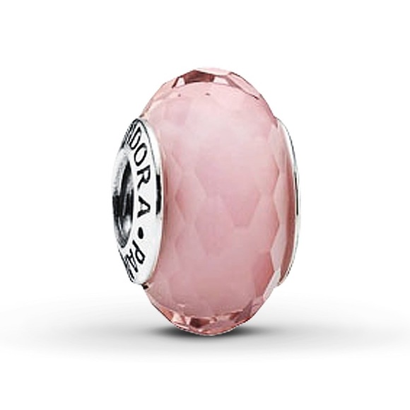 PANDORA pink glass charm x2